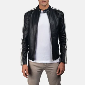Fresh Article Men Leather Jacket Button up Stylish Look